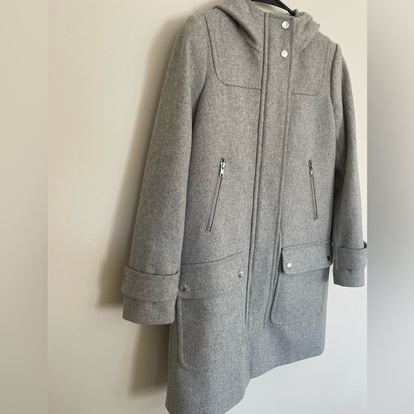 J. CREW Wool Melton Duffle Coat HEATHER DOVE CLEAN MODERN CLASSIC size 2 - Picture 5 of 16